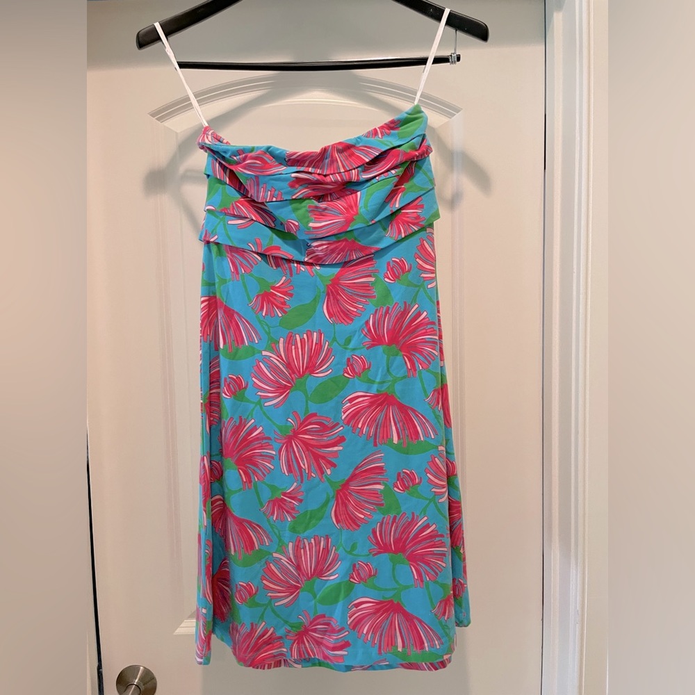 Lilly, Pulitzer Petula Pink Kissue Strapless Mini Dress Size S